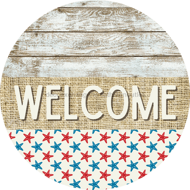 Wreath Sign, Starfish Sign, Crustaceancore Sign, DECOE-2091, Sign For Wreath, Round Sign, DecoExchange - DecoExchange®